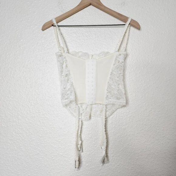 Dolores For Poriette Vintage Floral Lace Bustier Corset Garters Size 34 White - Picture 5 of 9